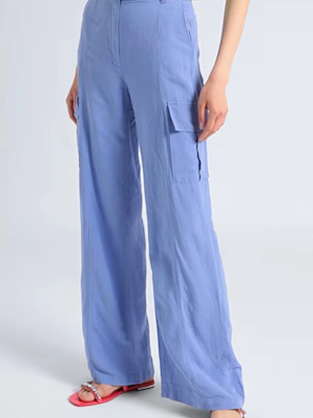 & Other Stories Wide-Leg Cargo Pants NWT Size 0 In Blue (Periwinkle/Purple) - Picture 6 of 13